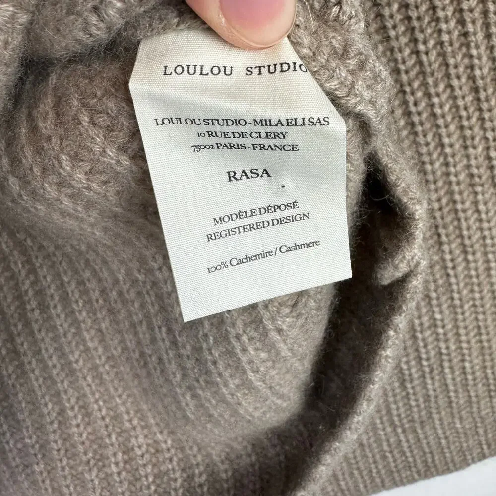 LOULOU STUDIO Rasa 100% Cashmere Cardigan XS Beige Knit Parisian Minimalist RARE